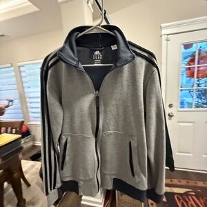 adidas Men's Gray and Black Zip-Up Sweater